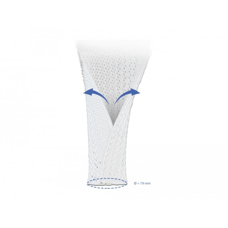 DeLOCK Braided Sleeving with Hook-and-Loop Fastener 5 m x 19 mm white