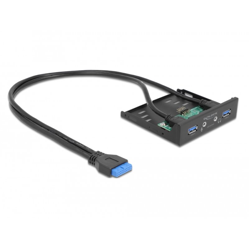 DeLOCK Panneau avant 3.5″ USB 3.2 Gen 1, 2 x USB Type-A HD-Audio