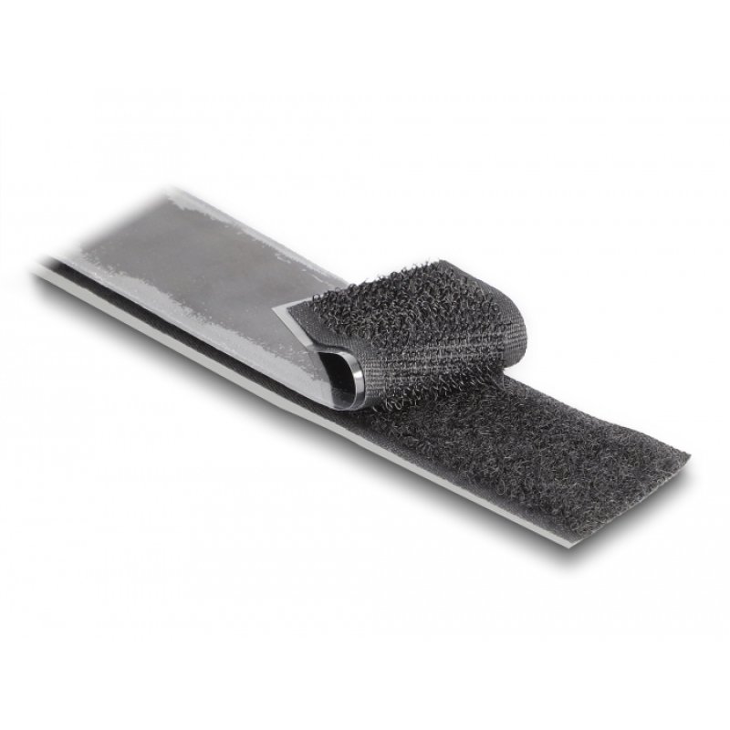 Strapazierfähiges Klettband selbstklebend mit Haft- und Flauschband L 15 m x B 25 mm schwarz