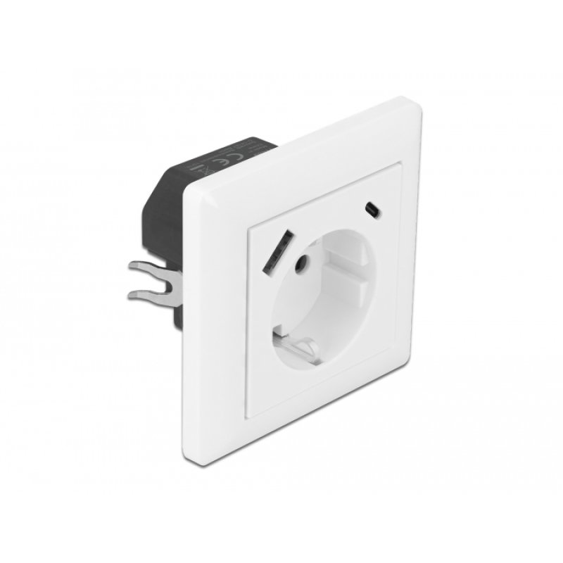 DeLOCK Prise murale avec deux ports USB de chargement 3,4 A, 1 x USB Type-A et 1 x USB Type-C