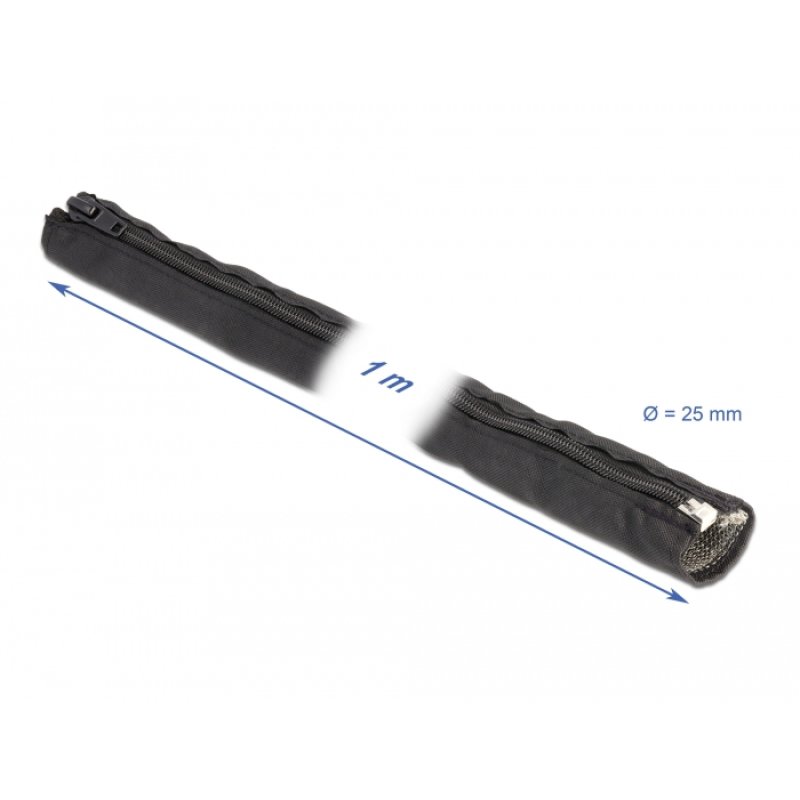 EMV Abschirmgeflechtschlauch mit Reißverschluss hitzebeständig 1 m x 16 mm schwarz