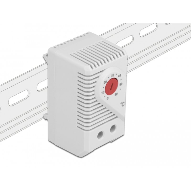 DeLOCK Thermostat with normally closed contact for DIN rail