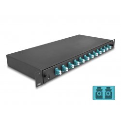 19? LWL Spleißbox 12 x LC Duplex OM3 1HE komplett bestückt