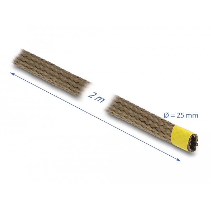 DeLOCK Manchon tressé en fibre de basalte, 2 m x 25 mm, marron
