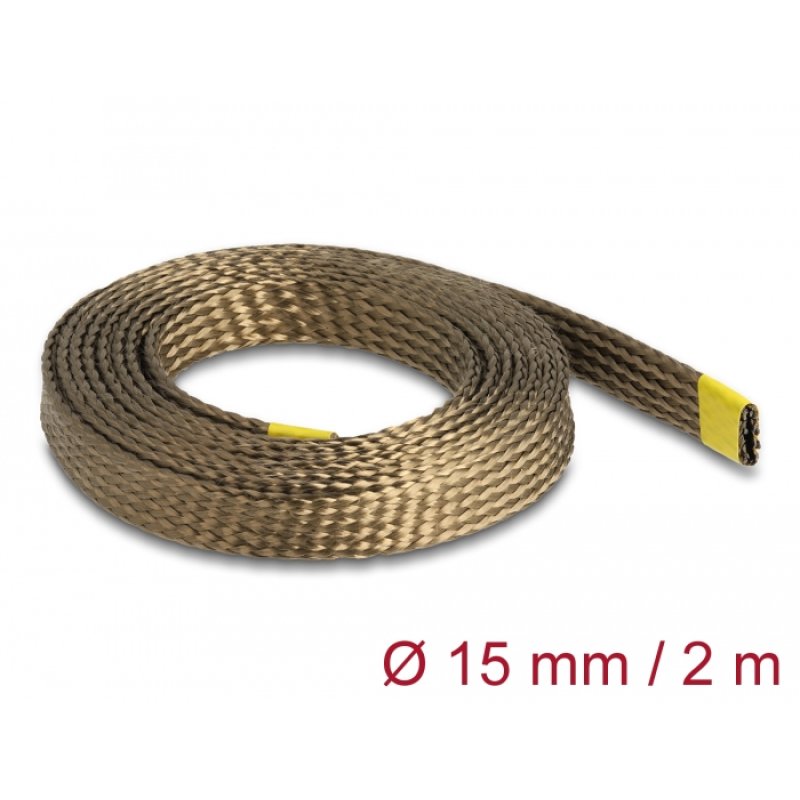DeLOCK Braided Sleeve made of basalt fibers 2 m x 15 mm brown