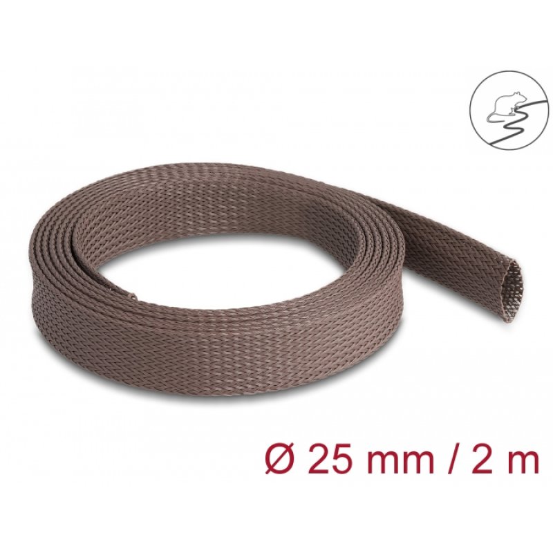 DeLOCK Braided Sleeve rodent resistant stretchable 2 m x 25 mm brown