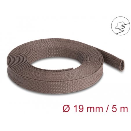 DeLOCK Gaine tissée résistant au rongeurs, étirable, 5 m x 19 mm, marron