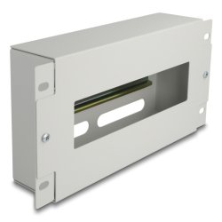 10? Schutzschalterleiste mit Abdeckung und Hutschiene 3 HE Metall grau