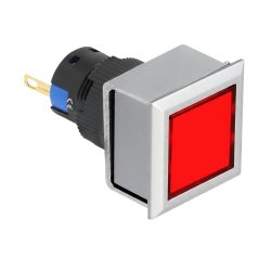 16 mm Kunststoff Signallampe rot / Lötversion / viereckig