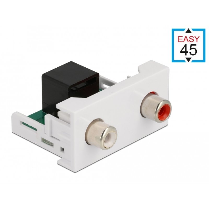 DeLOCK Module Easy 45 à 2 ports RCA femelles à port RJ45 femelle 22,5 x 45 mm