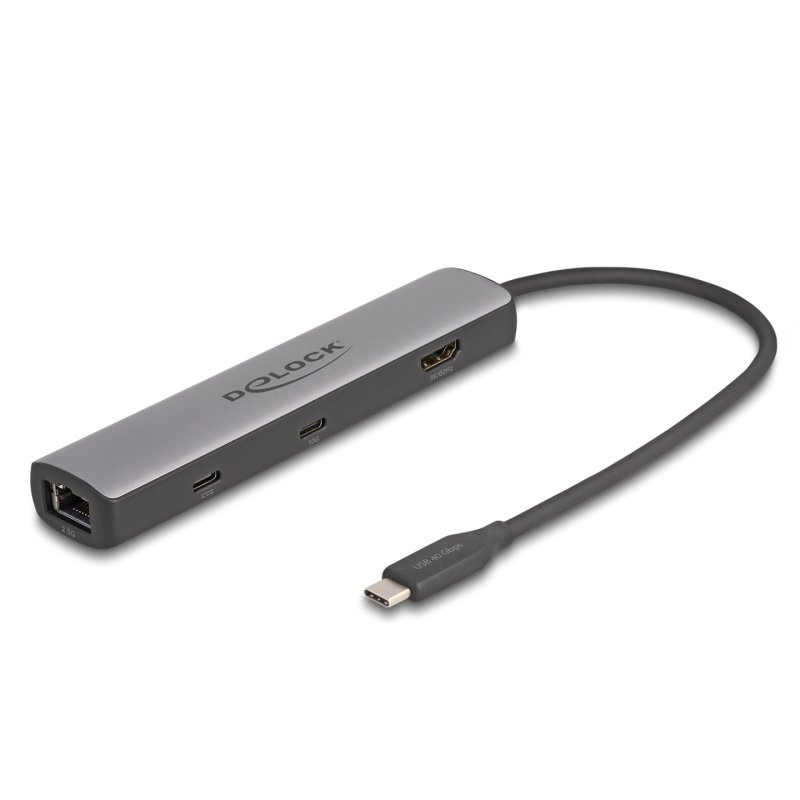 DeLOCK Station d’accueil USB 40 Gbps USB Type-C 8K - HDMI / USB 10 Gbps / 2,5 Gigabit LAN / PD 3.0 100 W