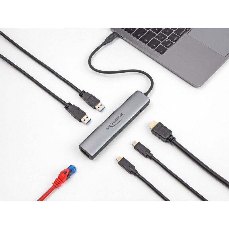DeLOCK Station d’accueil USB 40 Gbps USB Type-C 8K - HDMI / USB 10 Gbps / 2,5 Gigabit LAN / PD 3.0 100 W