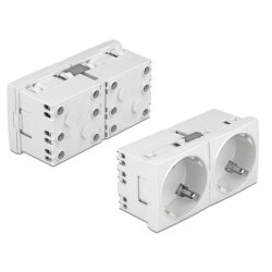 DeLOCK Easy 45 de prise de courant avec terre avec une disposition à 45°, 2 prises, extensible 45 x 45 mm, 5 unités