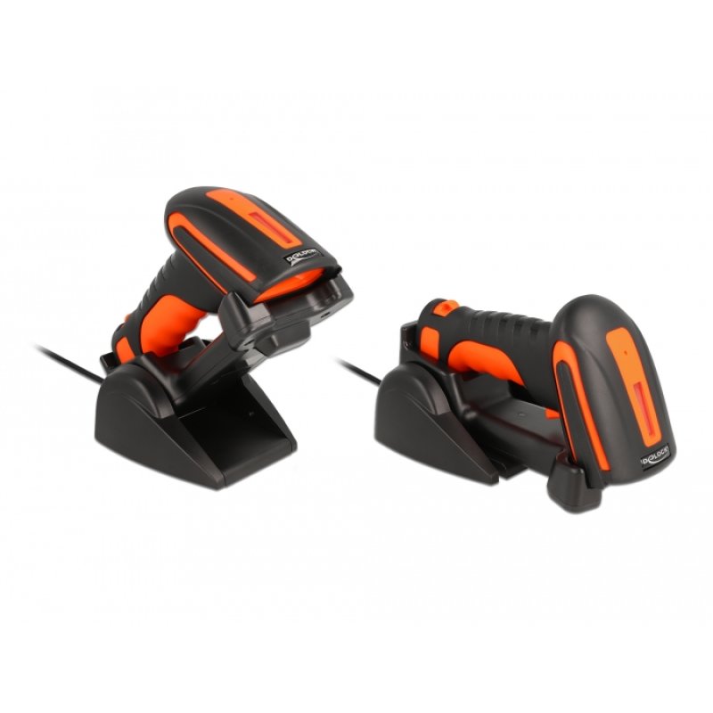 DeLOCK Scanner de code-barres industriel 1D et 2D pour 2,4 GHz ou Bluetooth avec station de chargement à induction