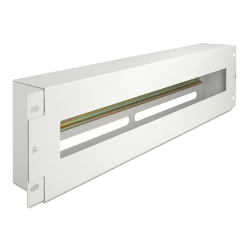 DeLOCK Panneau de disjoncteurs 19″ avec capot et rail DIN, 3U, gris métallisé