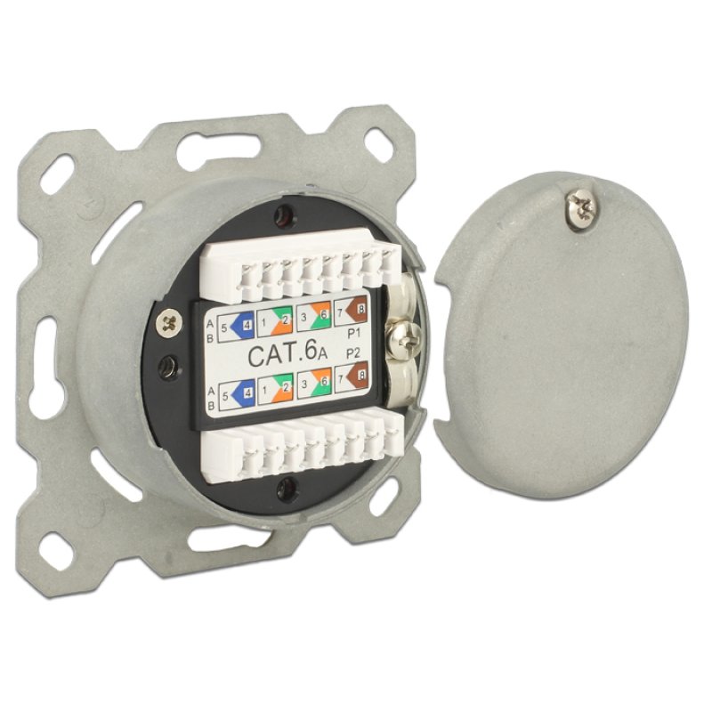 Netzwerk Anschlussdose Unterputz 2 Port RJ45 Cat.6A LSA