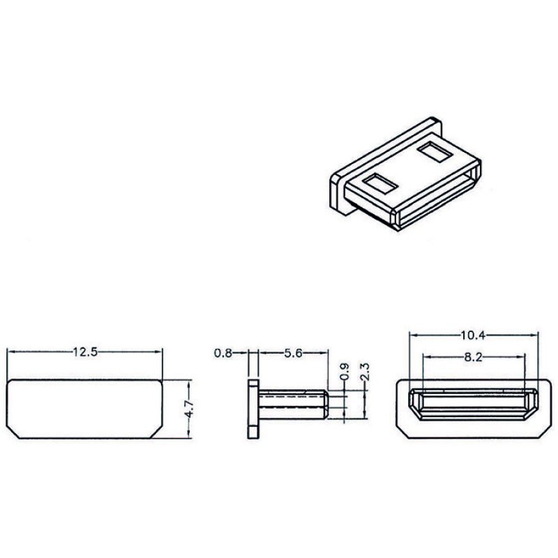 Staubschutz für HDMI mini-C Buchse ohne Griff 10 Stück schwarz