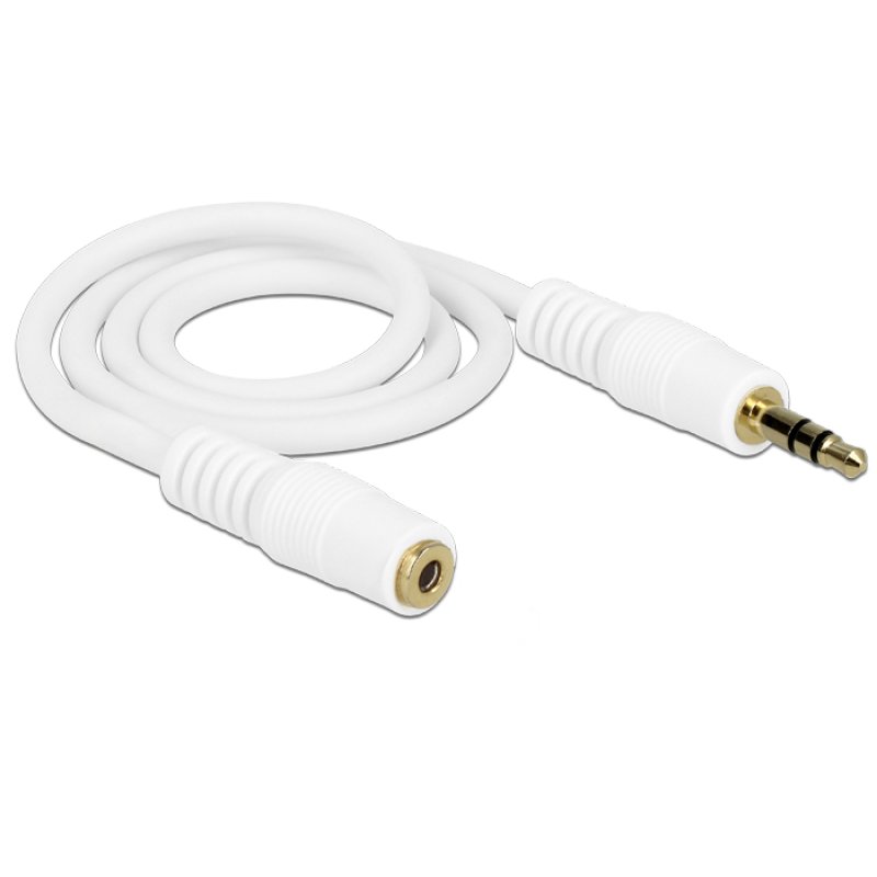 Klinkenverlängerungskabel 3,5 mm 3 Pin Stecker Buchse 0,5 m weiß