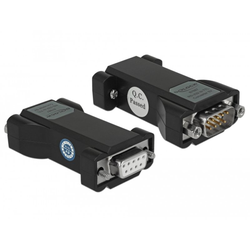 Konverter 1 x Seriell RS-232 DB9 Buchse zu 1 x Seriell TTL / CMOS 5 V DB9 Stecker mit ESD Schutz 3 kV und erweitertem