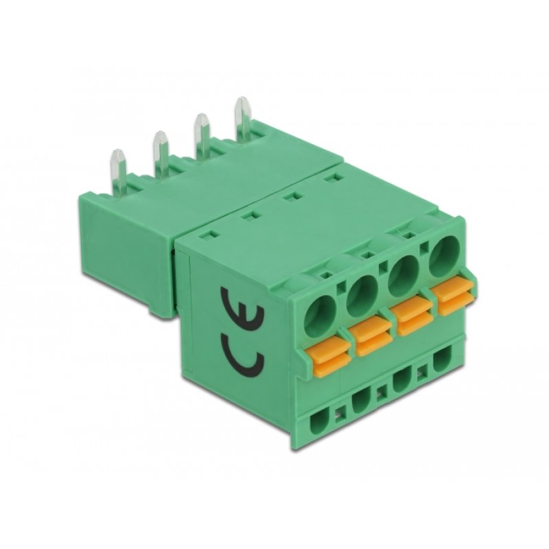 DeLOCK Terminal block set for PCB 4 pin 5.08 mm pitch horizontal