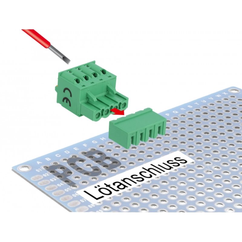 DeLOCK Terminal block set for PCB 4 pin 5.08 mm pitch horizontal