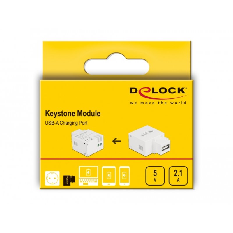 DeLOCK Keystone Module USB Type-A Charging Port 2.1 A white