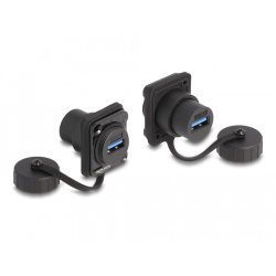 DeLOCK D-Type Module USB 3.2 Gen 1 Type-A female to USB 3.2 Gen 1 Type-A female with protective cap IP67 dust and