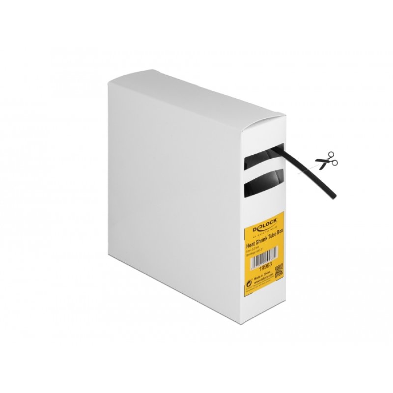 DeLOCK Heat shrink tube Box, with inside adhesive, shrinkage ratio 3:1, 5 m x 3.2 mm black