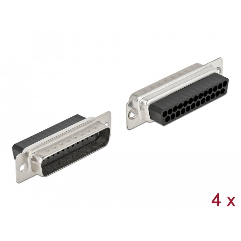 D-Sub 25 Pin Crimp Stecker, Metall, 4 Stück