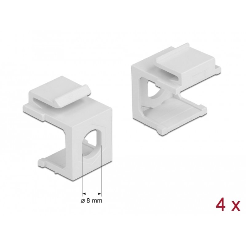 Keystone Abdeckung weiß mit 8,0 mm Durchführung Hex 4 Stück