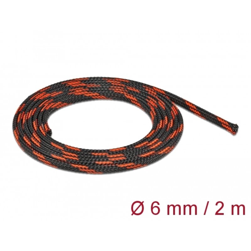 Geflechtschlauch dehnbar 2 m x 6 mm schwarz-rot