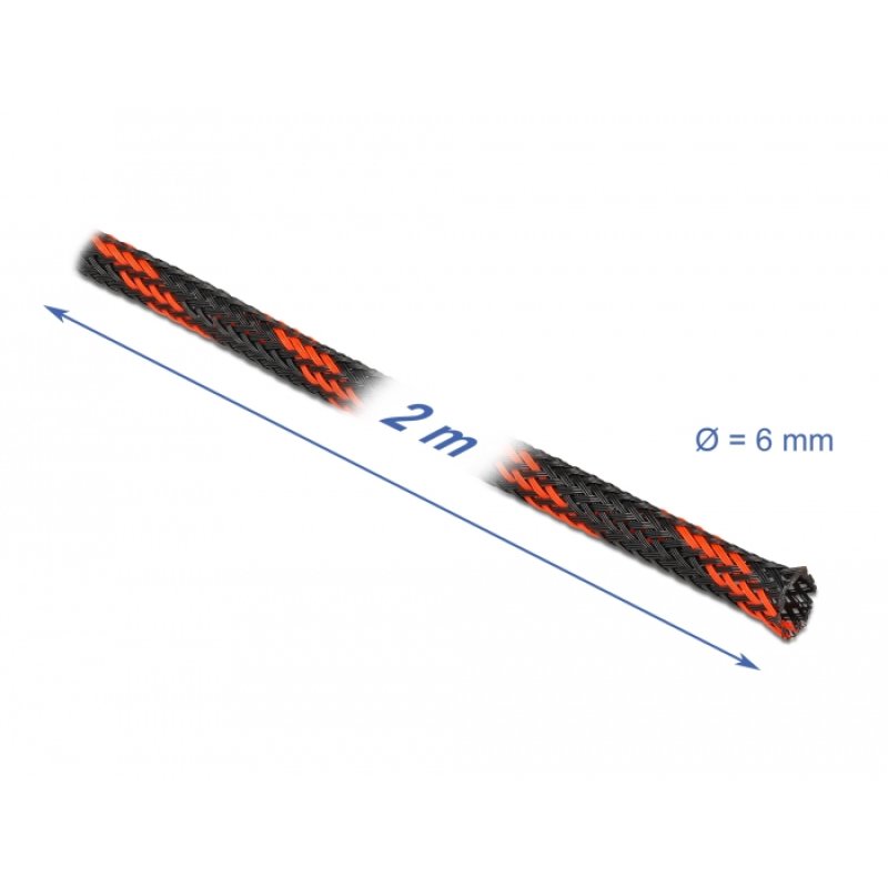 DeLOCK Braided Sleeve stretchable 2 m x 6 mm black-red