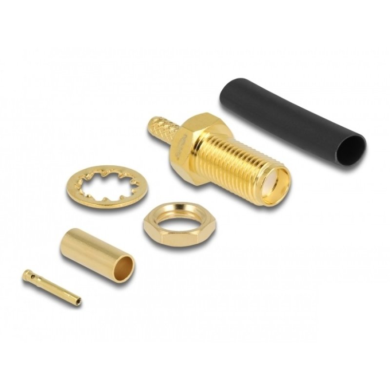 DeLOCK SMA male bulkhead for crimping RG-174 / RG-316 with matching shrink tube