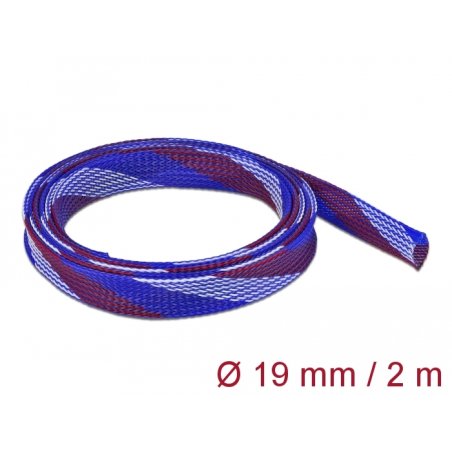 DeLOCK Braided Sleeve stretchable 2 m x 19 mm blue-red-white