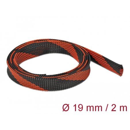 DeLOCK Braided Sleeve stretchable 2 m x 19 mm black-red