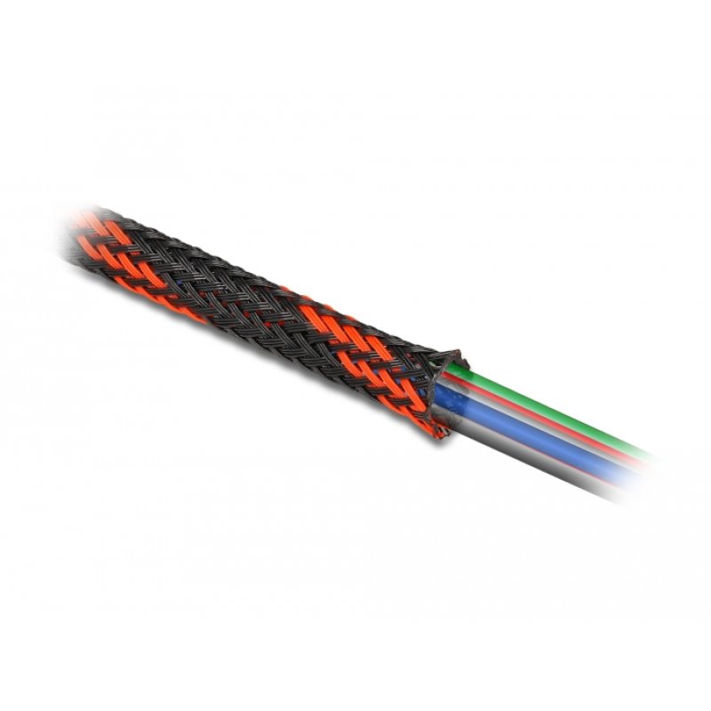 DeLOCK Manchon tressé étirable 2 m x 19 mm noir-rouge