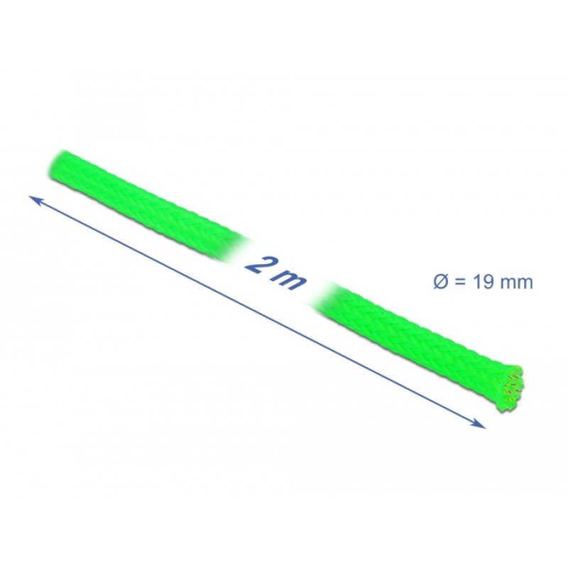 DeLOCK Braided Sleeve stretchable 2 m x 19 mm green