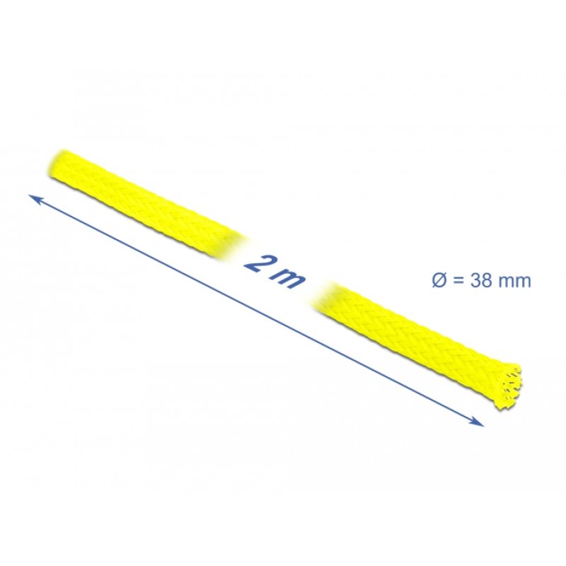 DeLOCK Braided Sleeve stretchable 2 m x 38 mm yellow