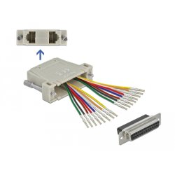 DeLOCK D-Sub à 25 broches femelles serties à 2 x RJ45 femelle avec kit de montage, beige