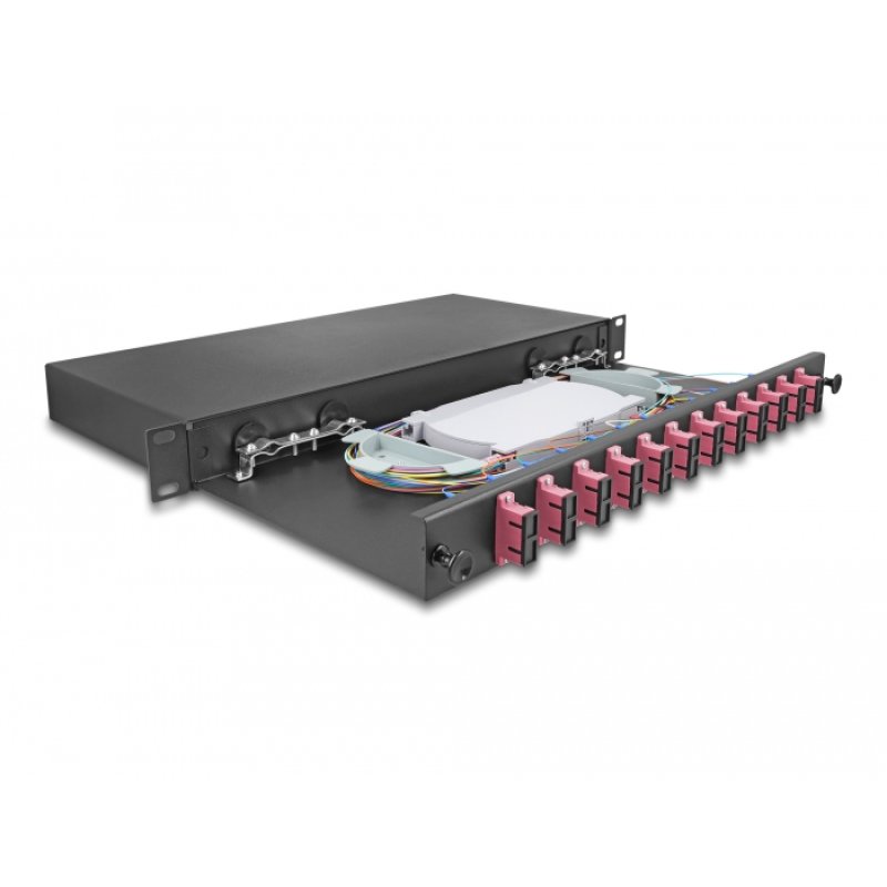 DeLOCK Boitier de jonction 19″ de fibre optique, 12 x SC Duplex OM4, 1U, entièrement assemblée