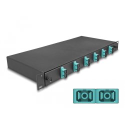 DeLOCK Boitier de jonction 19″ de fibre optique, 6 x SC Duplex OM3, 1U, entièrement assemblée