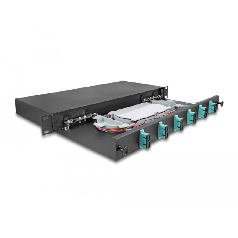 DeLOCK Boitier de jonction 19″ de fibre optique, 6 x SC Duplex OM3, 1U, entièrement assemblée