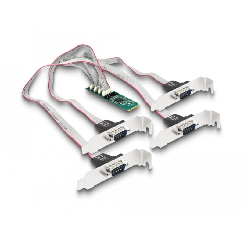 DeLOCK Carte M.2 à 4 x Serial RS-232 DB9 avec supports de prise à profil standard bas