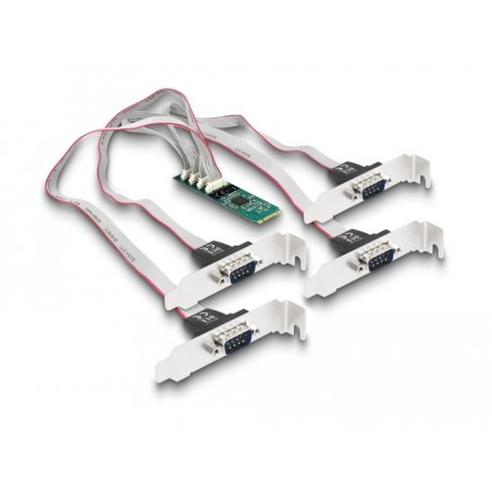 DeLOCK Carte M.2 à 4 x Serial RS-232 DB9 avec supports de prise à profil standard bas