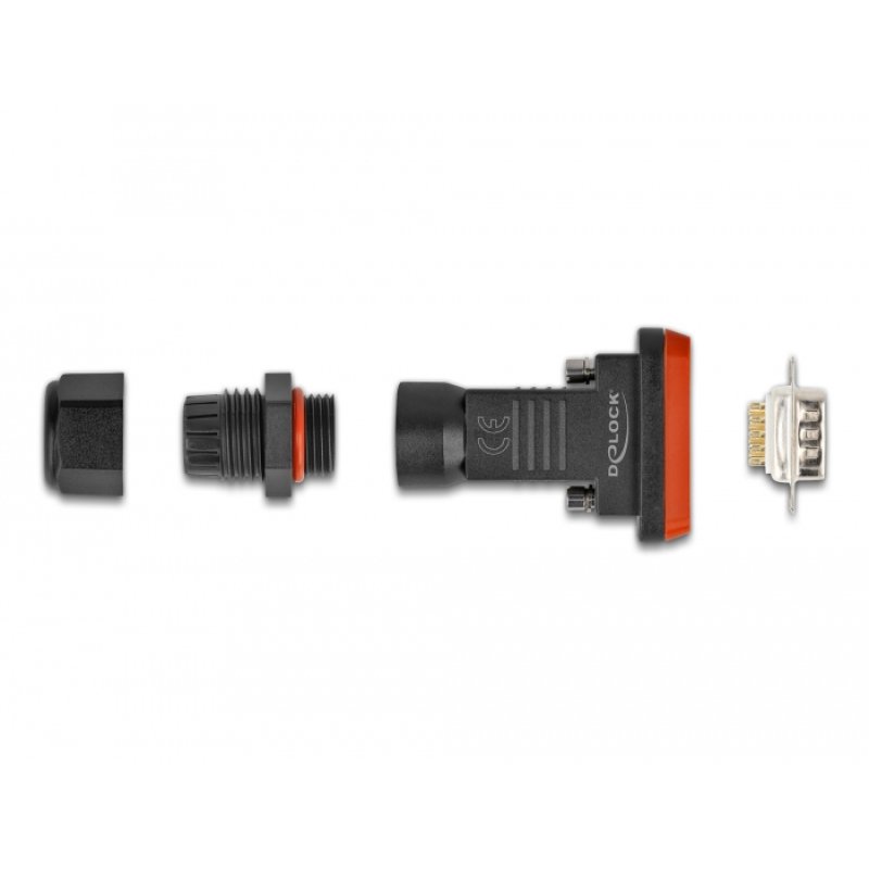 DeLOCK D-Sub 9 pin male with housing IP67 waterproof