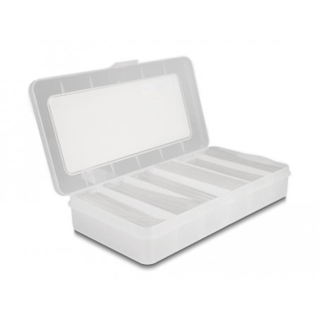 DeLOCK Heat shrink tube assortment box, shrinkage ratio 2:1, transparent 196 pieces