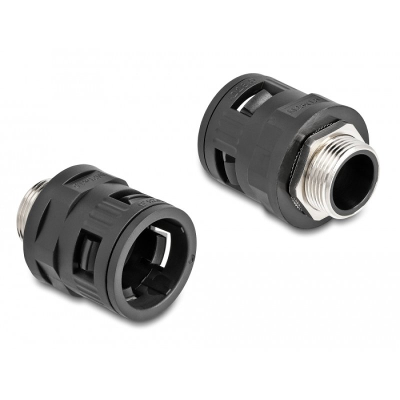 DeLOCK Conduit Fitting with brass external thread M25 black 2 pieces