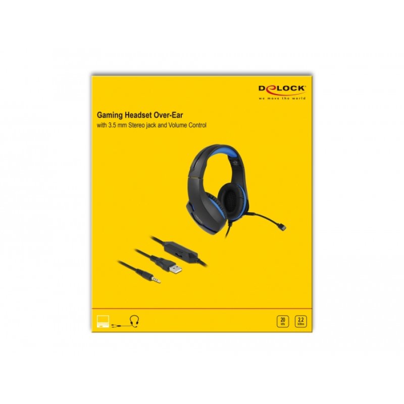 Gaming Headset Over-Ear mit 3,5 mm Klinkenstecker und blauem LED Licht für PC, Notebook und Spielekonsolen