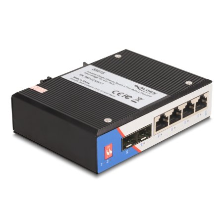 DeLOCK Industrial Gigabit Ethernet Switch 4 Port RJ45 2 Port SFP for DIN rail
