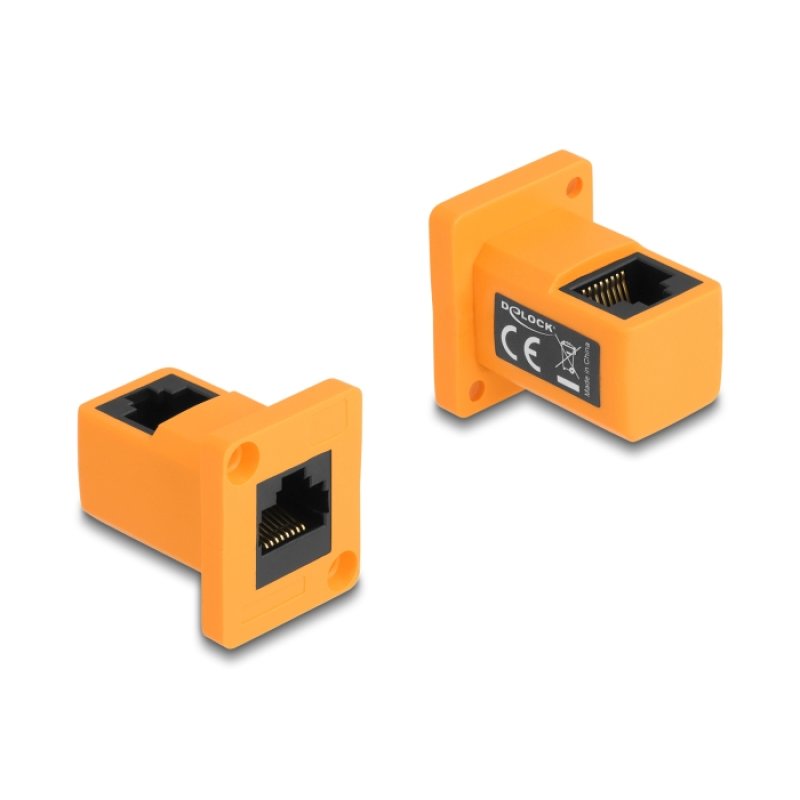D-Typ Modul RJ45 Buchse zu Buchse 90° gewinkelt orange